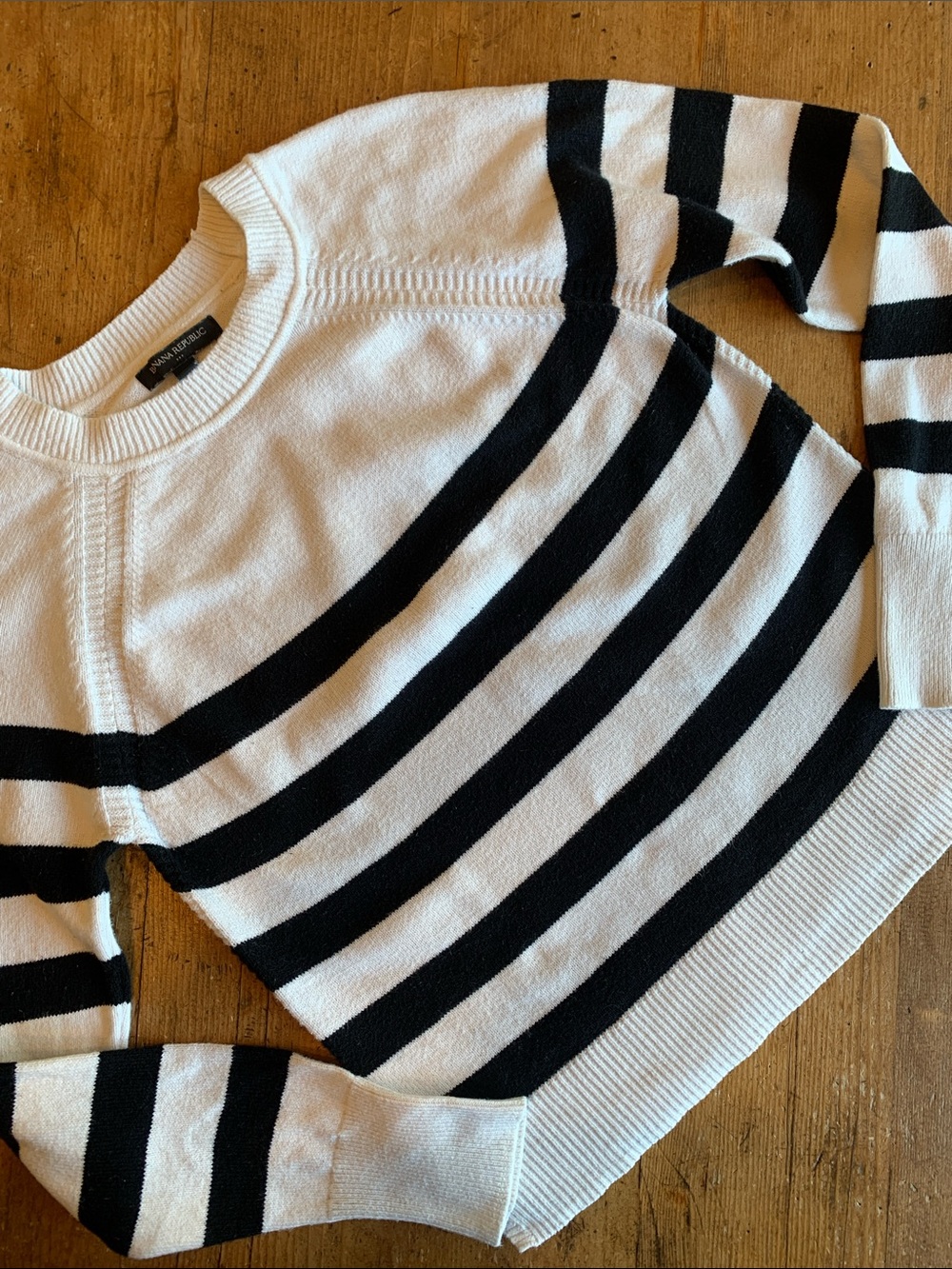 Banana Republic Black and White Striped Scoop-Neck Sweater